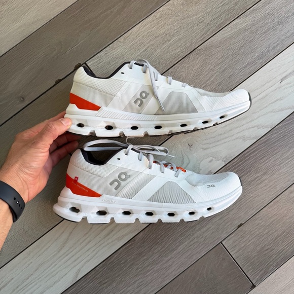 On Running Men's Athletic Shoes in White and Orange - Picture 2 of 10